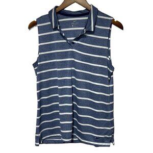 Nike Blue/White Striped Polo Size Large